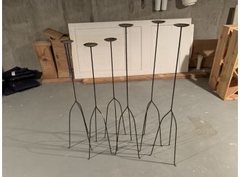 Set Of 6 Tall Wrought Iron Candle Holders