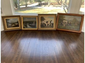 Lot Of 4 Framed Animal Paintings (Oil On Canvas) - 2 Signed, 2 Unsigned