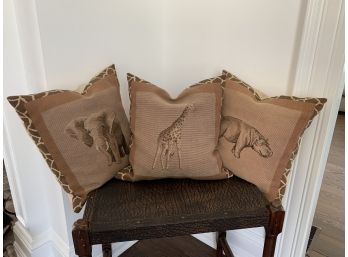 Set Of 3 Safari Animal Pillows - Iosis Paris - Hippo, Giraffe, Elephant