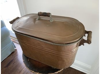 Antique Copper Bucket With Lid