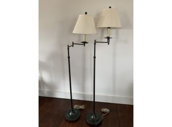 Pair Of Wrought Iron Vision Comfort And Co. Standing Lamps With Pleated Shades