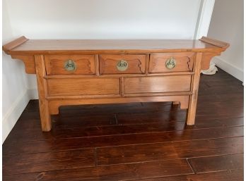 Asian Alter Table With 3 Drawers And Brass Hardware