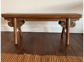 Low Asian Carve Wood Bench