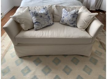 Cream Canvas Fabric Love Seat With 1 Seat Cushion