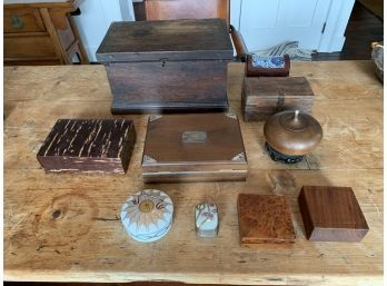 Collection Of 10 Wooden And  Ceramic Boxes - Various Sizes