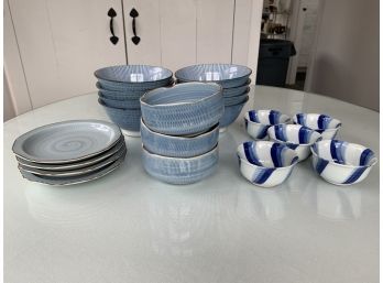 Lot Of Chinese Export Blue And White Bowls And Plates And Japanese Bowls