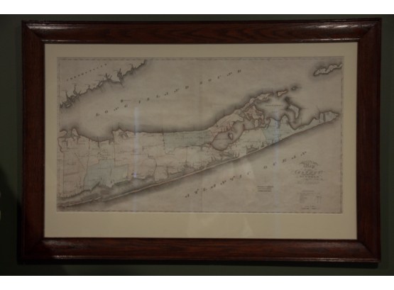 Pair Of Vintage Map Prints - East Hampton, NY And Long Island/Suffolk County, NY