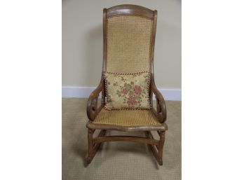 Antique Wood & Cane Rocking Chair