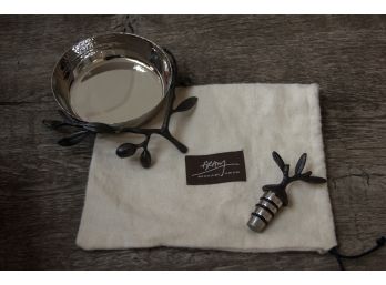 Aram Wine Coaster And Stopper In Olive Branch