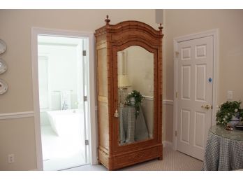Faux Bamboo Mirrored Armoire