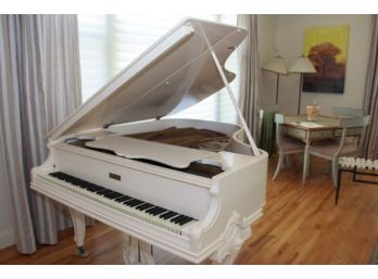 Wm. Knabe & Co Makers Cream Baby Grand Piano W/modern Bench