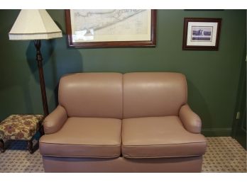 Leatherette Loveseat W/Full Size Pullout Bed In Taupe