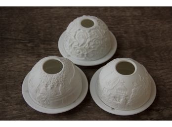 Set Of Three White Bernardaud Limoges Porcelain Votives