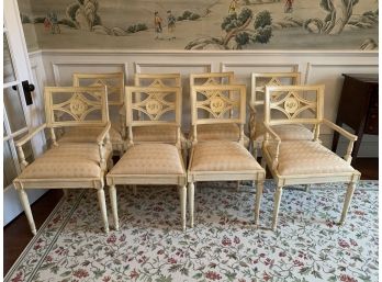 Set Of Custom Made English Dining Chairs - Monogrammed RJG -