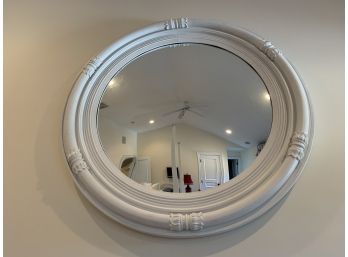 Large Round Dome Mirror With Carved Wood Detail