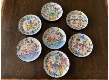 Set Of 7 Hand Painted Ceramic Dishes