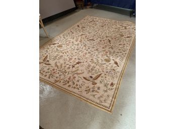 Needlepoint Rug - Floral Pattern With Birds - Sand Base Color