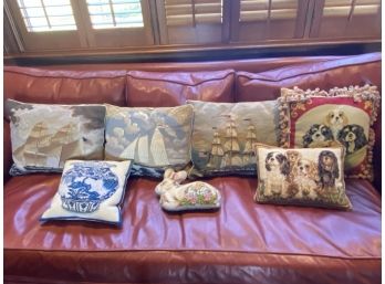 Collection Of 7 Needlepoint Pillows - Various Sizes