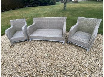 Broyhill Outdoor Wicker Patio Set - Tan And Grey - Loveseat And 2 Chairs