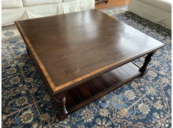 Dark Wood Square Coffee Table With 2 Levels