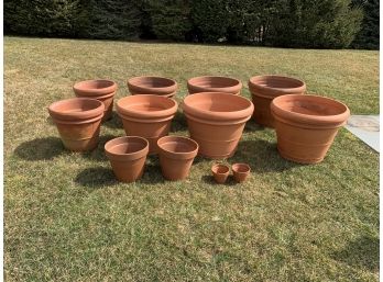 Collection Of 12 Terracotta Pots - 3 Are Made In Italy