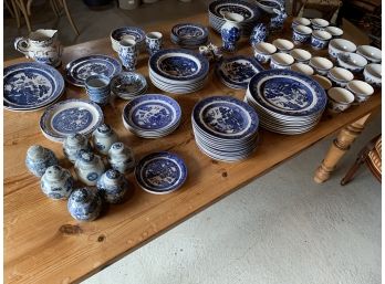 Collection Of Blue And White China - John Tams, Johnson Brothers Willow, Royal Wessex, William Sonoma, Etc