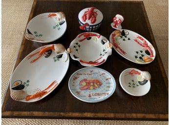 Collection Of Ceramic Lobster Serving Plates/bowls, Etc