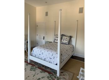 Monogrammed JRG - Painted White Full Size 4 Poster Bed - Mattress Is Not Included