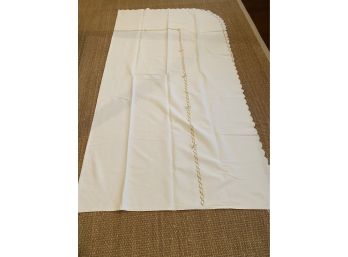 Schweitzer Linen Cotton King Coverlet - Pale Yellow And Tan Embroidered Detail