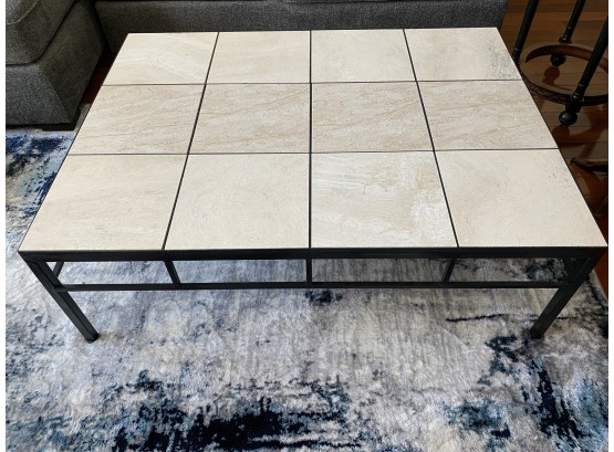 Metal And Marble Tile Top Coffee Table