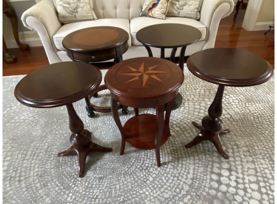 Collection Of 5 Dark Wood Round Sides - Bombay Company