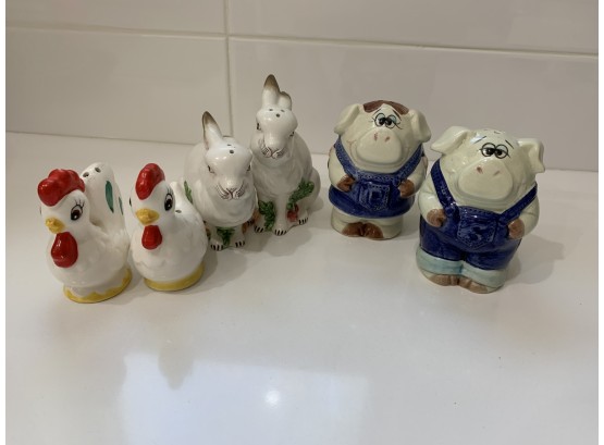 Collection Of 3 Salt And Pepper Shakers