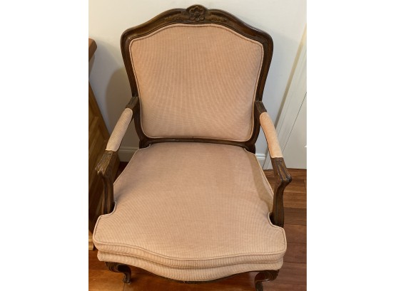 Lewittes Furniture Company Carved Wood Arm Chair - Blush Fabric
