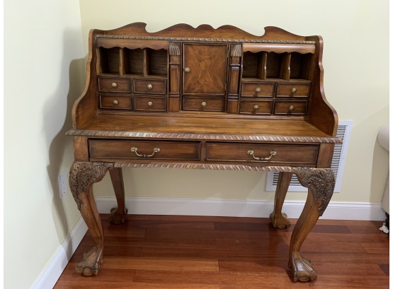 Reproduction Ball And Claw Desk With Secretary Top- 11 Drawers