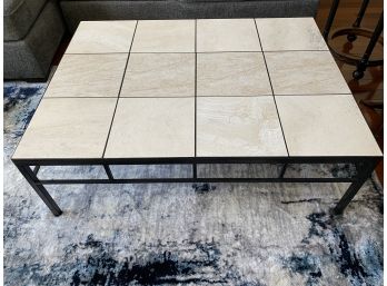 Metal And Marble Tile Top Coffee Table