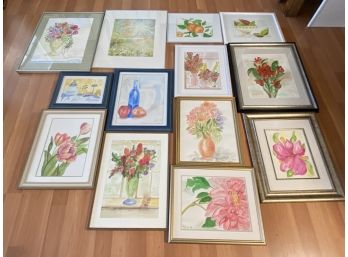 Collection Of 13 Pieces Of Art By Local East End Artist - Watercolors - Anna Franklin