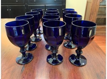 Set Of 12 Cobalt Blue Water Goblets