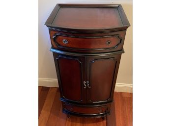 Dark Wood Jewelry Cabinet Filled With Costume Jewelry
