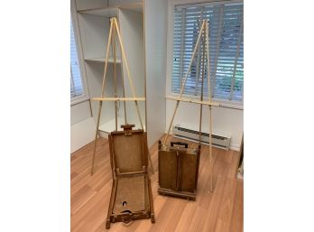 Lot Of Easels - 2 Folding French Easels And 2 Standing Easels