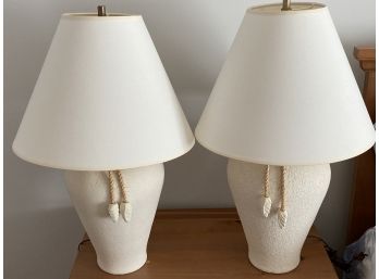 Pair Of Cream Ceramic Table Lamps