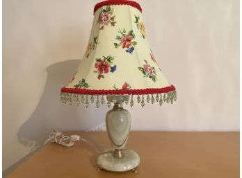 Onyx Table Lamp With Floral Shade From Venice Italy