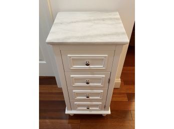 Small White Marble Top Bathroom Cabinet - 1 Drawer, 1 Door
