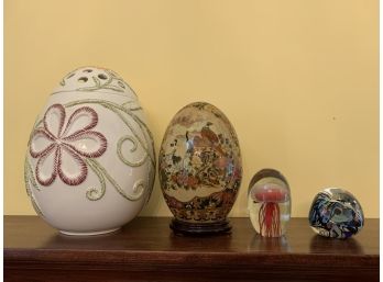 Collection Of Glass And Ceramic Eggs - Villeroy & Boch, Unmarked