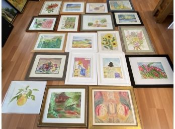 Collection Of 19 Pieces Of Art By Local East End Artist - Watercolors - Anna Franklin