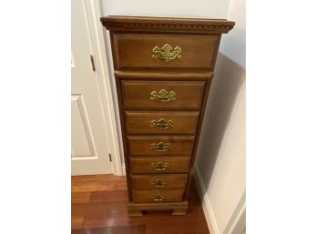 Tall Wood Lingerie Chest With Brass Hardware - 5 Drawers
