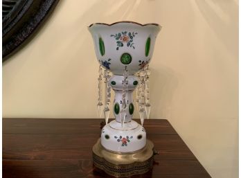 Vintage Style Table Lamp - Ceramic With Crystals And Gold Metal Base
