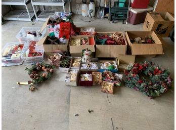 Collection Of 8 Boxes Of Assorted Christmas Decorations Including Glass Ornaments
