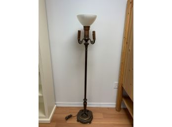 Antique Wrought Iron Standing Lamp - 1 Large Bulb, 3 Standard Bulbs
