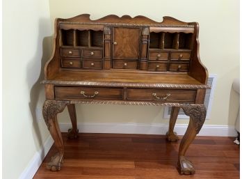 Reproduction Ball And Claw Desk With Secretary Top- 11 Drawers