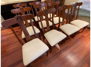 Set Of 10 Ethan Allen Splatback Side Chairs  - Carved Wood Detail